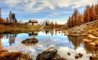 See, Berge, Hütte | ©  (C) kordula vahle auf Pixabay